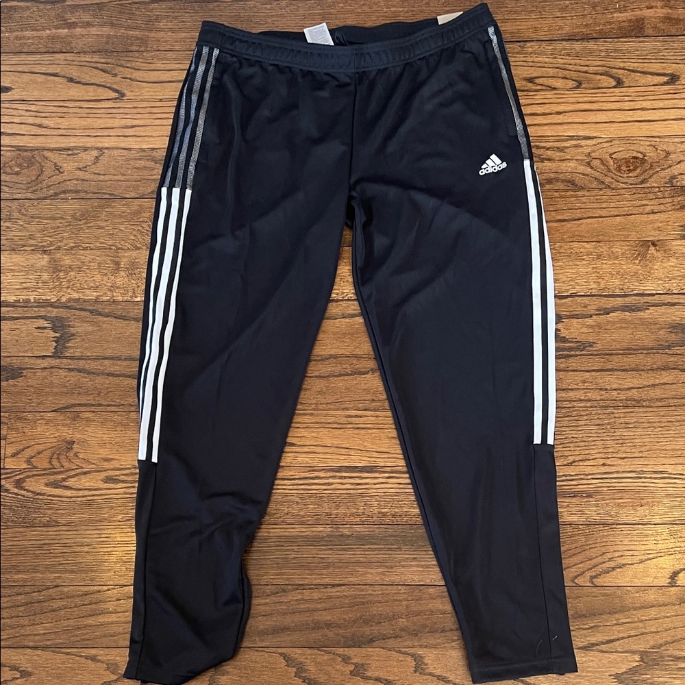 Adidas Women's Black Joggers with White Stripes